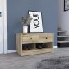 Willamette Rectangle 2-Shelf 2-Drawer Storage Bench Light Oak