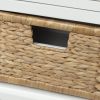 TREXM Rustic Storage Bench with 3 Drawers and 3 Rattan Baskets, Shoe Bench for Living Room, Entryway (White)