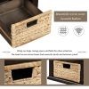 TREXM Rustic Storage Bench with 3 Drawers and 3 Rattan Baskets, Shoe Bench for Living Room, Entryway (Espresso)