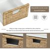 TREXM Rustic Storage Bench with 3 Drawers and 3 Rattan Baskets, Shoe Bench for Living Room, Entryway (White)