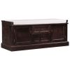 TREXM Storage Bench with 2 Drawers and 2 Cabinets, Shoe Bench with Removable Cushion for Living Room, Entryway (Espresso)