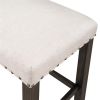 2 Pieces Rustic Wooden Counter Height Upholstered Dining Chairs for Small Places, Espresso+ Beige