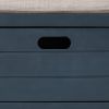 TREXM Storage Bench with Removable Basket and 2 Drawers, Fully Assembled Shoe Bench with Removable Cushion (Navy)