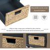 TREXM Rustic Storage Bench with 3 Drawers and 3 Rattan Baskets, Shoe Bench for Living Room, Entryway (Antique Navy)