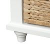 TREXM Rustic Storage Bench with 3 Drawers and 3 Rattan Baskets, Shoe Bench for Living Room, Entryway (White)