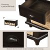 TREXM Rustic Storage Bench with 3 Drawers and 3 Rattan Baskets, Shoe Bench for Living Room, Entryway (Espresso)