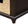 TREXM Rustic Storage Bench with 3 Drawers and 3 Rattan Baskets, Shoe Bench for Living Room, Entryway (Espresso)