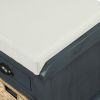 TREXM Rustic Storage Bench with 3 Drawers and 3 Rattan Baskets, Shoe Bench for Living Room, Entryway (Antique Navy)